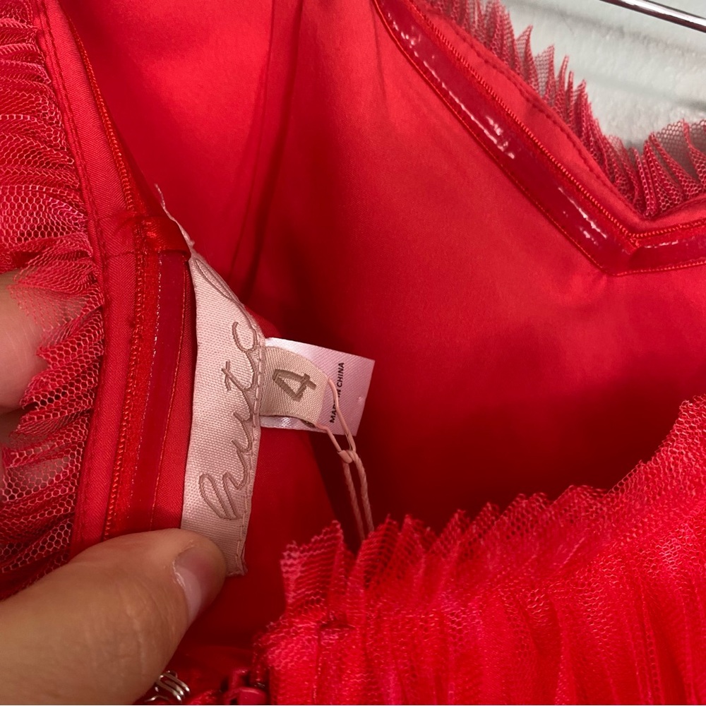 Anthropologie Hutch‎ Evie Strapless Tiered Maxi Dress Red Size 4 Tulle - Picture 8 of 8